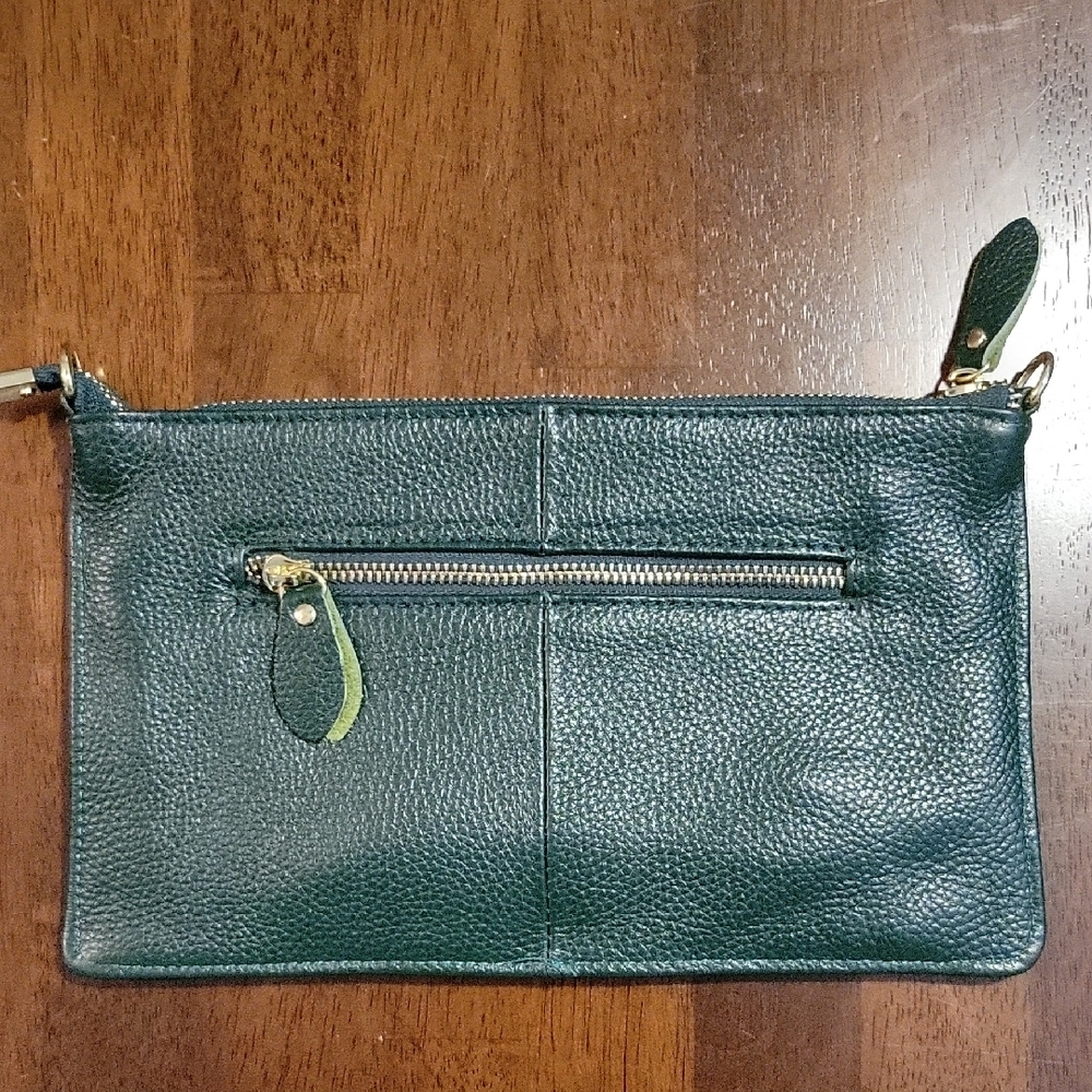 Elegant Green Leather Clutch